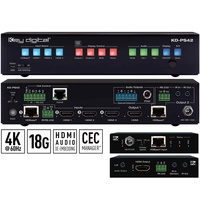 4X2 PRESENTATION SWITCHER - 4 INPUTS 4K/18G WITH 2 MIRRORED HDMI/HDBT OUTPUTS