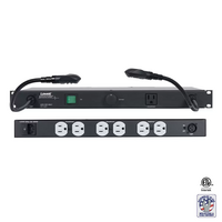 RACKMOUNT LIGHT PANEL WITH 120VAC 15A POWER,7 OUTLETS, 9FT CORD, 2 GOOSENECK LIGHTS,XLR TERMINATIONS