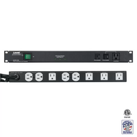 POWER PANEL-15A, 5-SWITCHED 4-UNSWITCHED OUTLETS, 1U, SURGE SUPP, CORD