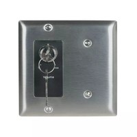 ATTENUATOR-200W, KEYLOCK, 70V/25V, 3DB STEP, 2-GANG STAINLESS STEEL WITH BLACK SUB-PLATE