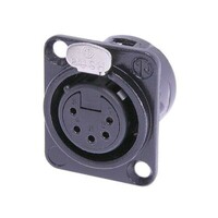 RECEPTACLE DL1 SERIES 5 PIN FEMALE - SOLDER CUPS - BLACK/GOLD